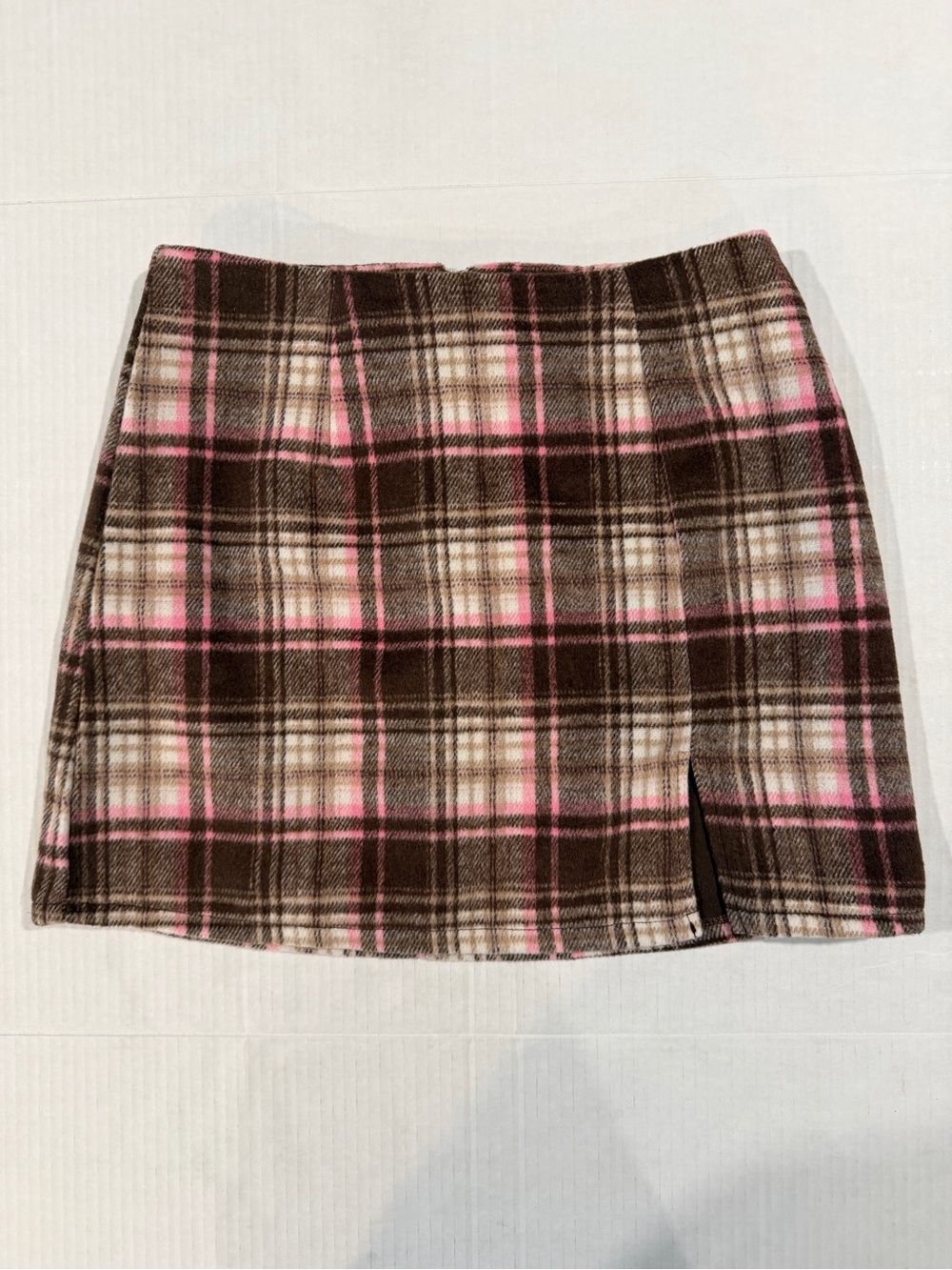 Forever 21 Pink & Brown Plaid Mini Skirt